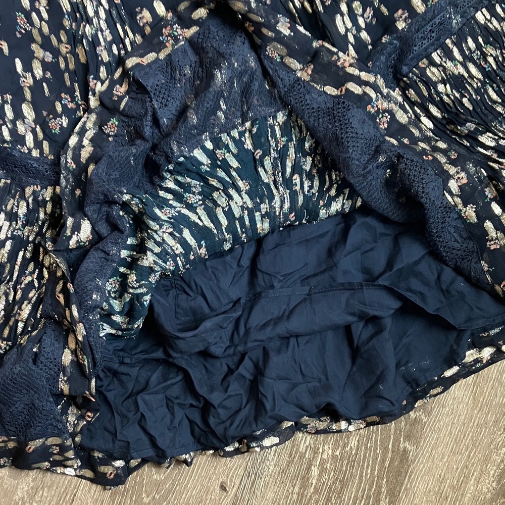Anthropologie Maeve V-Neck Lurex Tiered Mini Dress. - Picture 13 of 16